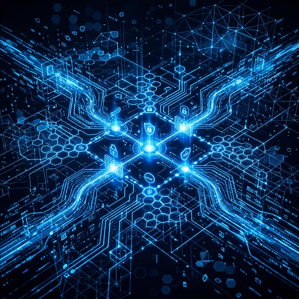 Glowing blue cyber data streams